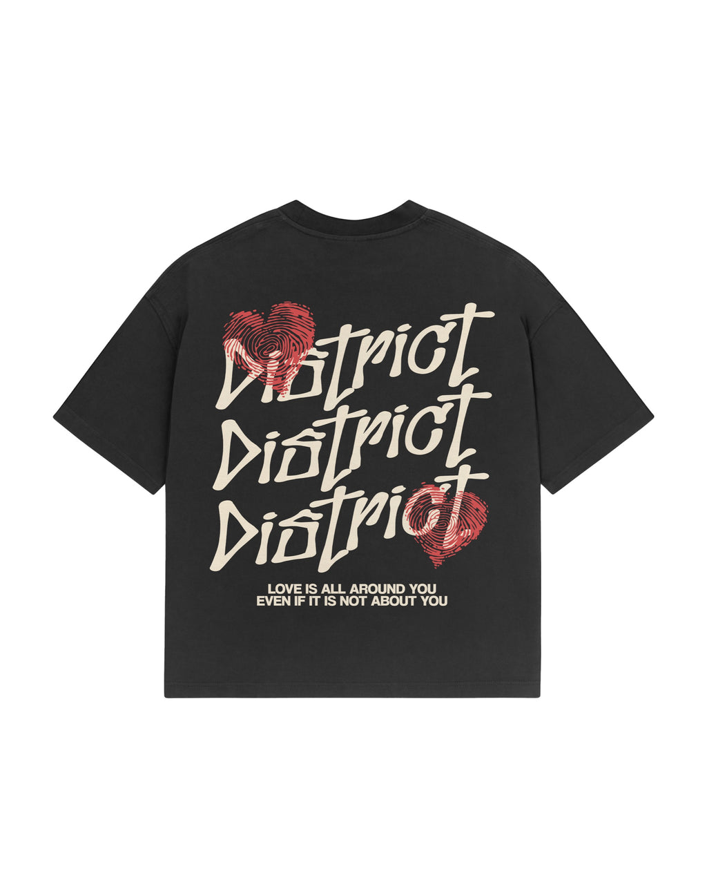 District Fingerprint Tee — back, full DISTRICT fingerprint-heart print