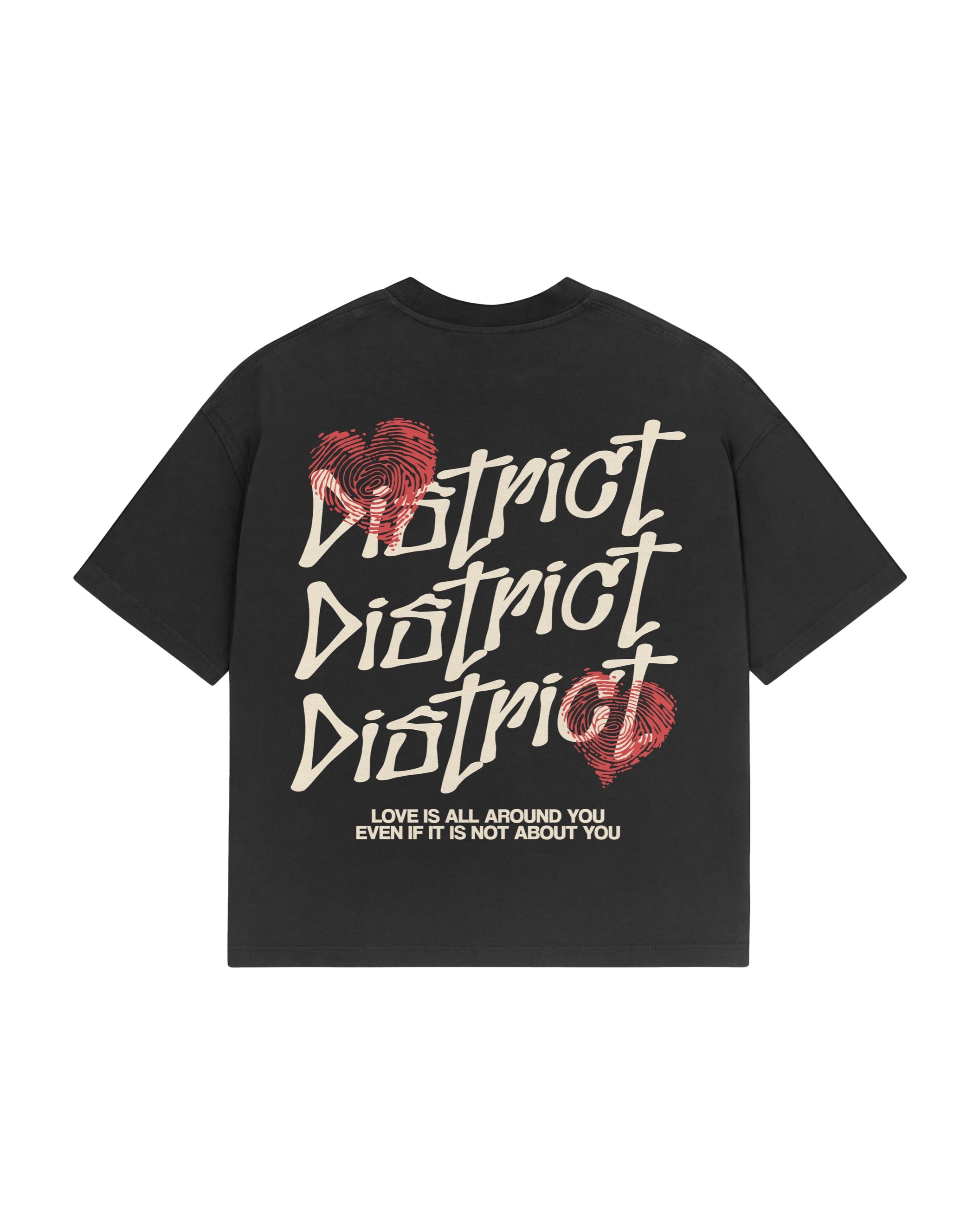 District Fingerprint Tee — back, full DISTRICT fingerprint-heart print